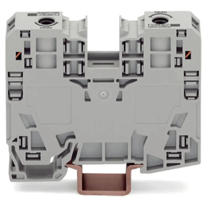 Borna de Paso / 2 Conductores / 35 mm² / POWER CAGE CLAMP / Montaje en Carril DIN 35 x 15 / Poliamida (PA66) / Gris / Tensión 1000 V / Corriente 125 A WAGO 2...