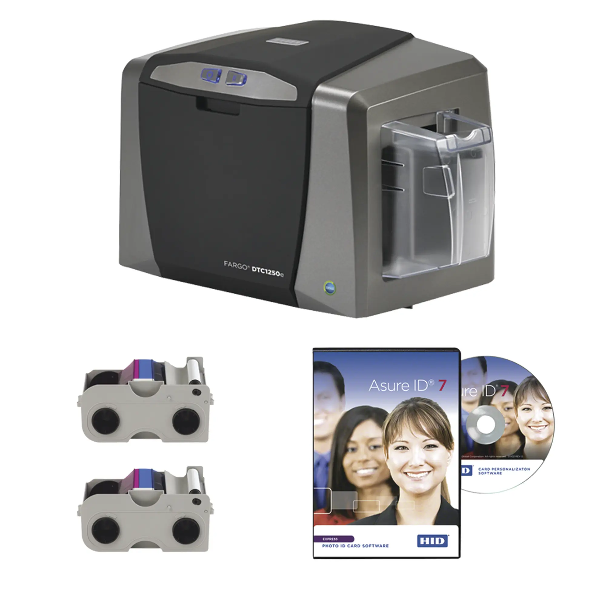 50610-50610-h Kit de Impresora de tarjetas PVC DTC1250e/ Una Cara / Incluye: 2 Ribbons Color y Software/ 3 Años Garantia HID 50610 - Imagen 1