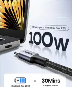 Ugreen 70427 cable USB USB 2.0 1 m USB C 0.48 Gbit/s 100 W Negro, Plata - Imagen 4