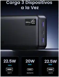 Ugreen 25683B batería externa 20000 mAh Negro - Imagen 3