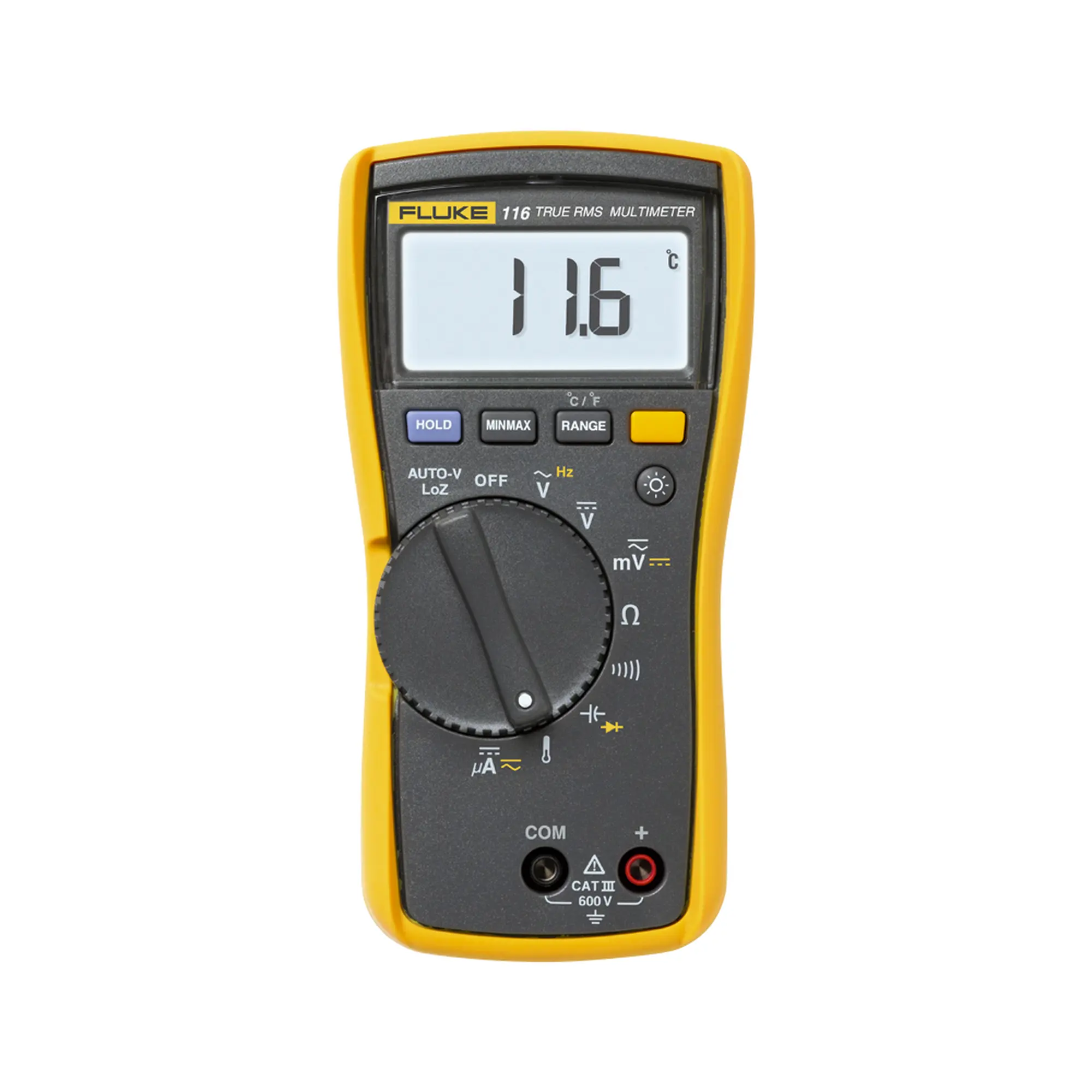 FLUKE-116-FLUKE116-h Multímetro Digital para Electricista, con Termómetro Integrado para Aplicaciones HVAC, Uso con Voltaje Máximo de 600 V, Pantalla LED Retroiluminada FLUKE FLU... - Imagen 1