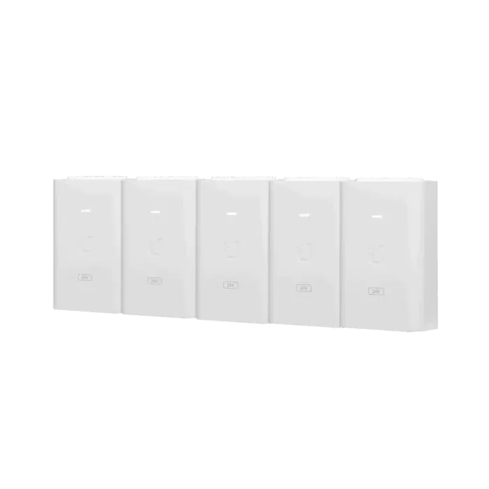 5 Unidades del Adaptador PoE Ubiquiti de 24 VDC, 1.0 A con puerto Gigabit, color blanco POE-24-24W-5P