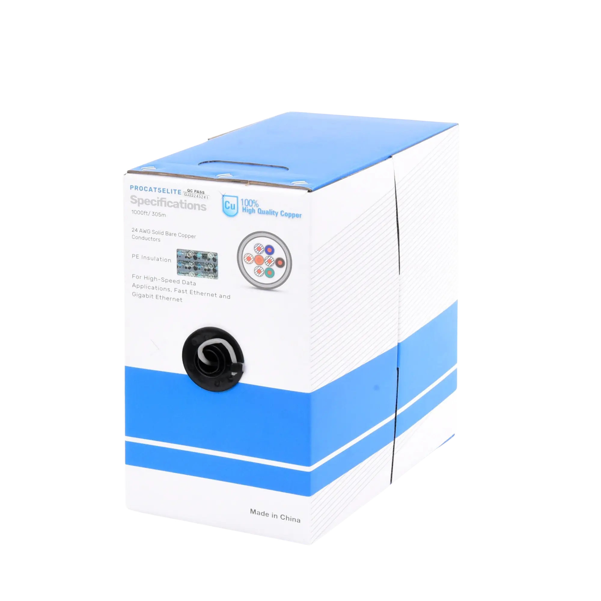 PRO-CAT-5E-LITE-PROCAT5ELITE-h Bobina de cable de 305m, (1000 ft), Cat5e, 24 AWG, color Gris, UL, para aplicaciones en videovigilancia, redes de datos. Uso Interior LINKEDPRO BY EPCOM PRO-... - Imagen 1