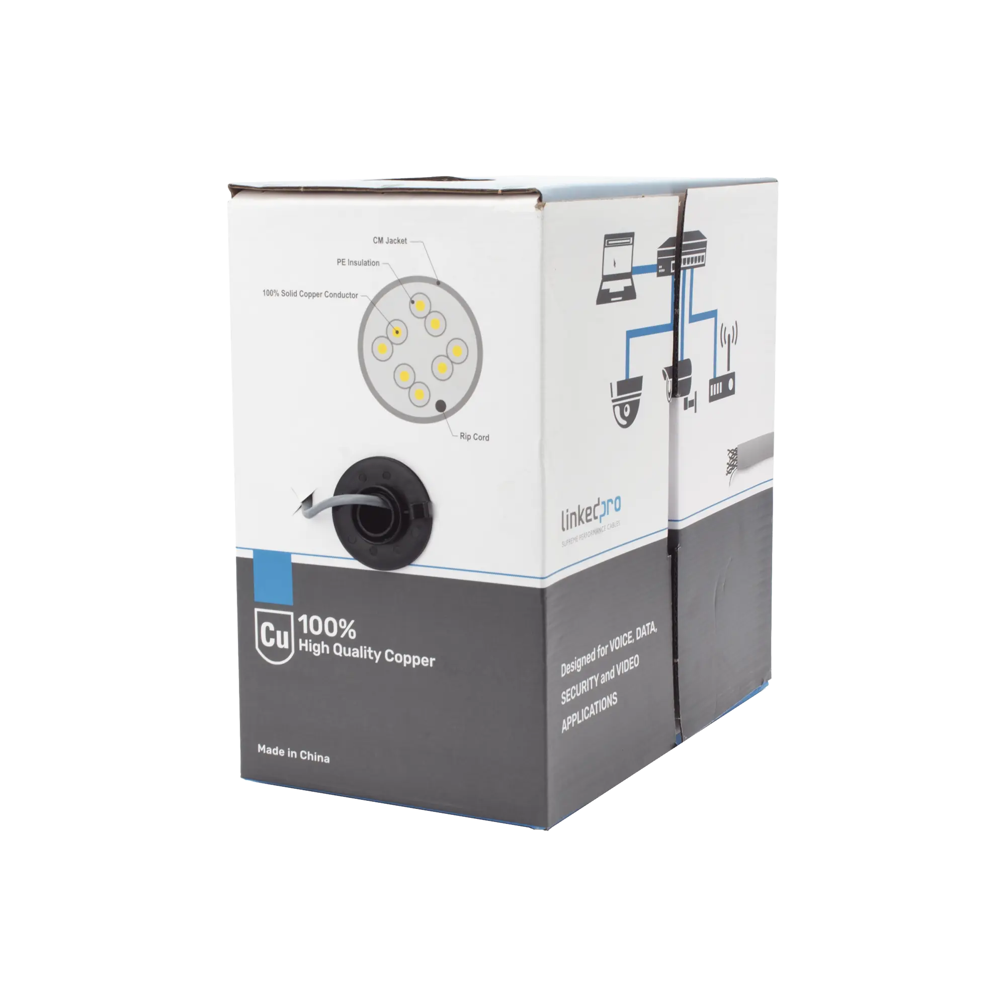 PRO-CAT-5E-PROCAT5E-h LinkedPRO PRO-CAT-5E Bobina de Cable Gris 305 m - Imagen 1