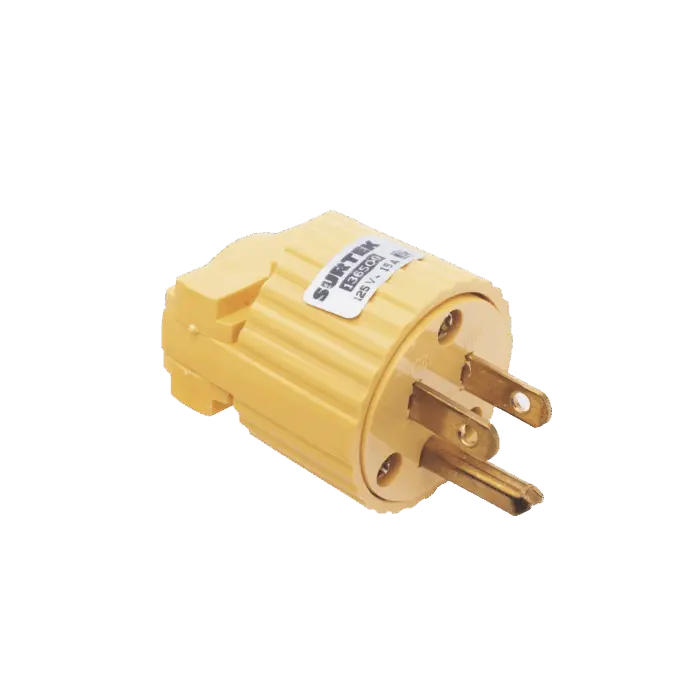 Clavija con Abrazadera Plástica Aterrizada / 127 V CA 15 A Max. / Fabricada en Plastico ABS. SURTEK SYS-136-509