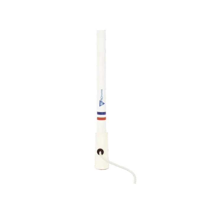 Antena marina VHF en fibra de vidrio en rango de 156 a 163 MHz, Incluye 4.5 metros de cable y conector PL-259 macho. TXPROMARINE TX-5206-SYS