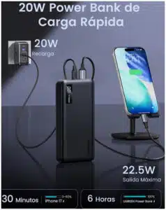 Ugreen 25683B batería externa 20000 mAh Negro - Imagen 4