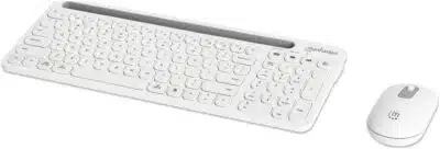 Manhattan Ambos dispositivos admiten Bluetooth® 5.0 y 2.4 GHz inalámbricos, un único receptor USB-A Nano para ambos, elegante teclado inalámbrico con 12 teclas multimedia/función, mouse óptico ambidiestro con tres botones y rueda de desplazamiento, 1200 ppp, blanco - Imagen 2