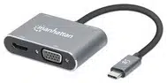 414d7aa31759eb47cc7b700810ec17fe-3 Manhattan Docking Station de USB-C a HDMI y VGA, 4 en 1, con suministro de energía - Imagen 1