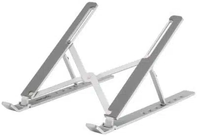 Manhattan Soporte ergonómico, plegable en siete posiciones, para laptops y otros dispositivos de hasta 15.6" y 5 kg (11 lbs.), ligero, aluminio de alta calidad, ventilado, color plateado