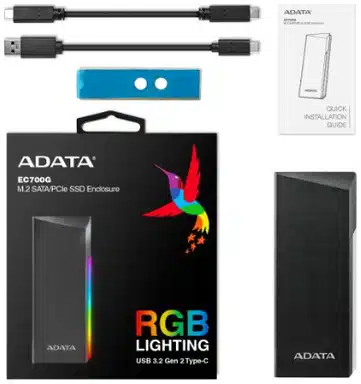ADATA AEC700GU32G2-CGY caja para disco duro externo Carcasa para SSD Negro M.2
