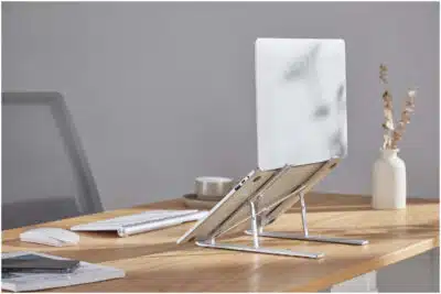 Manhattan Soporte ergonómico, plegable en seis posiciones, para laptops y otros dispositivos de hasta 15.6" y 5 kg, ligero, aluminio de alta calidad con revestimiento UV, ventilado, plata - Imagen 3