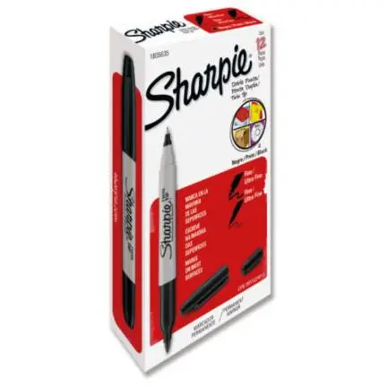BEPMACAB026_zoom MARCADOR SHARPIE TWIN TIP PERMANENTE NEGRO C/12 PZ BEROL 7501030667117 - Imagen 1