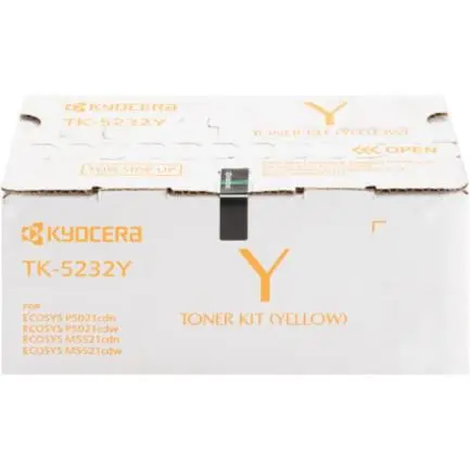 KCCTONAB026_zoom Tóner Kyocera TK-5232Y Alta Capacidad 2.2K Páginas Compatible P5021cdn/P5021cdw/M5521cdn/M5521cdw Color Amarillo 1T02R9AUSV - Imagen 1