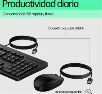 Kit Teclado y Mouse HP 225 Alámbrico Negro - Imagen 2