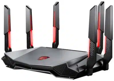 MSI RADIX AXE6600 WIFI 6E TRI-BAND router inalámbrico Gigabit Ethernet Doble banda (2,4 GHz / 5 GHz) Negro, Rojo
