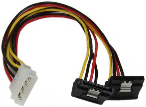 15973521-startech.com_ StarTech.com Adaptador Cable 30cm Divisor de 4 Pines LP4 a Doble SATA en Ángulo Derecho Cierre Seguridad - Imagen 1
