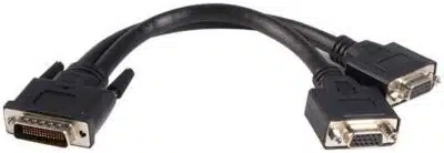 StarTech.com Cable de 20cm LFH59 DMS-59 a doble pantalla VGA - DMS59 Macho - 2x HD15 Hembra - Negro - Imagen 2