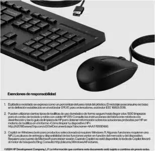 Kit Teclado y Mouse HP 225 Alámbrico Negro - Imagen 3