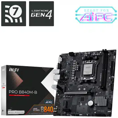 6e2cc0d7e9f2da7c6da9cf1e344e68a636863ed4 MB MSI PRO B840M B AM5 2XDDR5 2XM.2 PRO B840M B - Imagen 1