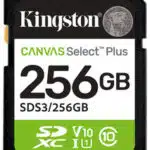 MEMORIA SDXC KINGSTON 256GB CANVAS SELECT PLUS GEN3 CLASE 10 UHS I U1 V10 150MBS SDS3 256GB