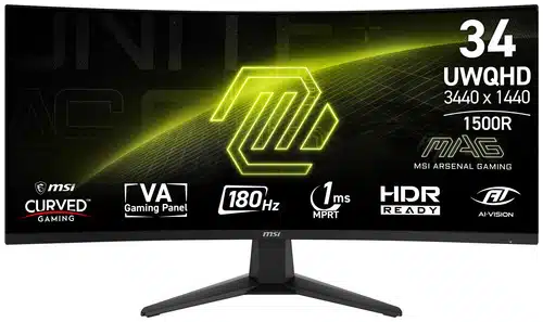 7d6de82b7b0f19dc09d222ca0b5ffc9926a7731b MSI MAG 346CQ monitor de computadora 86.4 cm (34") 3440 x 1440 Pixeles UltraWide Dual Quad HD LCD Negro - Imagen 1