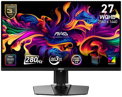 844eacc03f1602fb8a5344d33531ac9780da83f9 MSI MAG 271QP QD-OLED X28 monitor de computadora 67.3 cm (26.5") 2560 x 1440 Pixeles Wide Quad HD Negro - Imagen 1