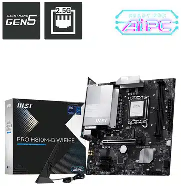 951fb431bf5c5f18ae173542ec9fe44bce3836fa-2 MSI PRO H810M-B WIFI6E placa base Intel H810 LGA 1851 (Socket V1) Micro ATX - Imagen 1