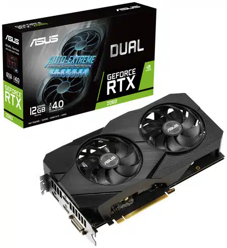 96052531_0443400443 TARJETA DE VIDEO ASUS NVIDIA RTX2060 /PCIE X16 3.0 /12GB DDR6 /2XHDMI /DP /DVI-D /ESTANDAR /GAMA MEDIA - Imagen 1