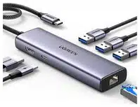 9effbd5bd6ede4085dafa1b924b4a443f564ab47 Ugreen 15598 nodo concentrador USB 3.2 Gen 1 (3.1 Gen 1) Type-C 5000 Mbit/s Plata - Imagen 1