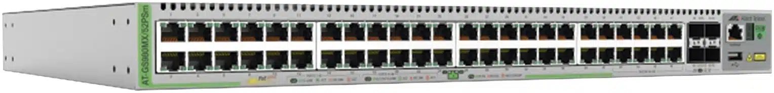 Switch L3 Stackable, 40x 10/100/1000-T PoE+ , 8x 100M/1G/2.5G/5G-T PoE+, 4x SFP+ Ports, 370W Switch L3 Stackable, 40x 10/100/1000-T PoE+ , 8x 100M/1G/2.5G/5G-T PoE+, 4x SFP+ Ports, 370W - Imagen 1