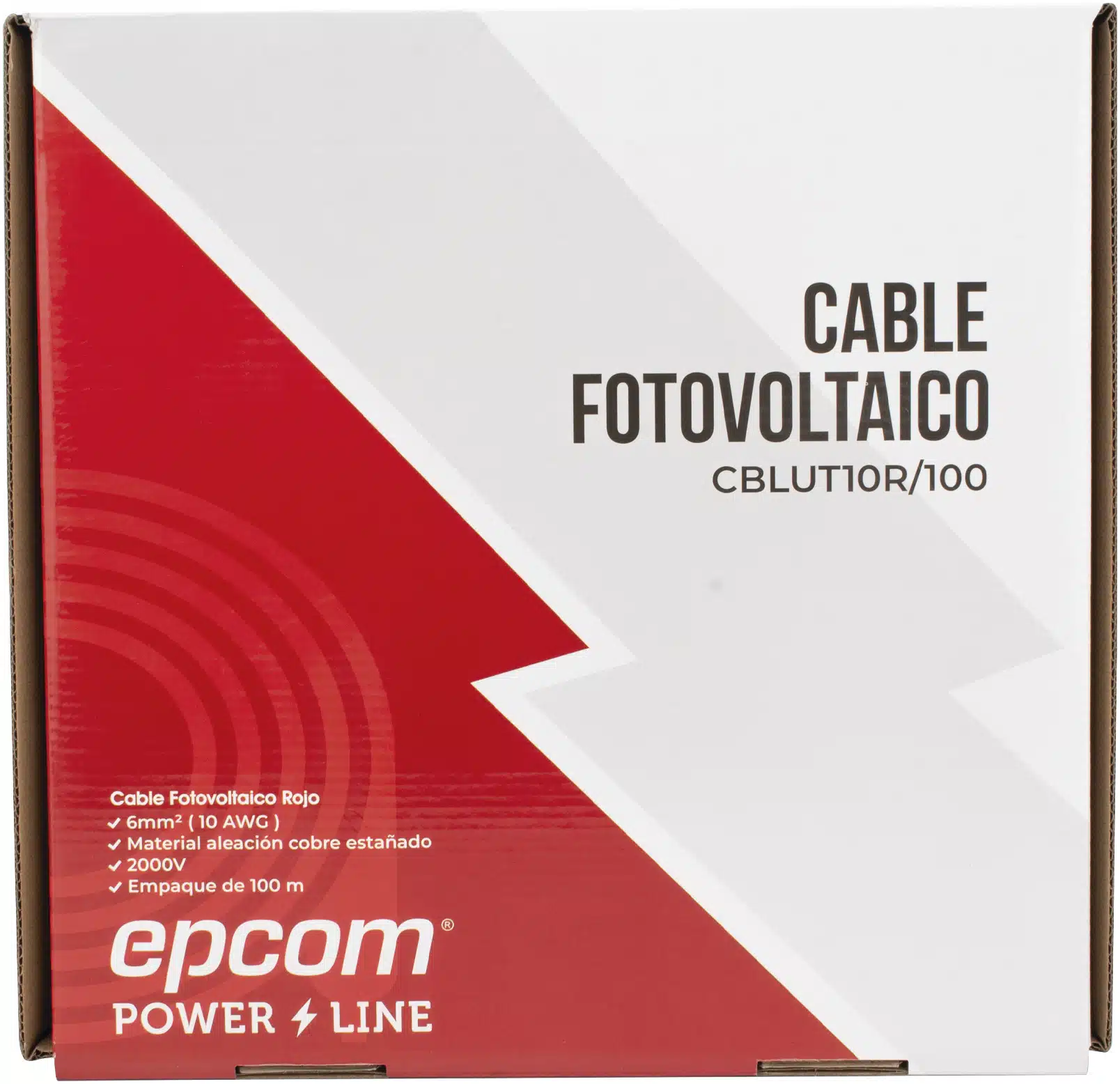 Cable Fotovoltaico Rojo / Cobre Estañado / 6 mm² (10 AWG) / 2000V / Rollo 100m / UL 4703 y TUV Cable Fotovoltaico Rojo / Cobre Estañado / 6 mm² (10 AWG) / 2000V / Rollo 100m / UL 4703 y TUV - Imagen 1