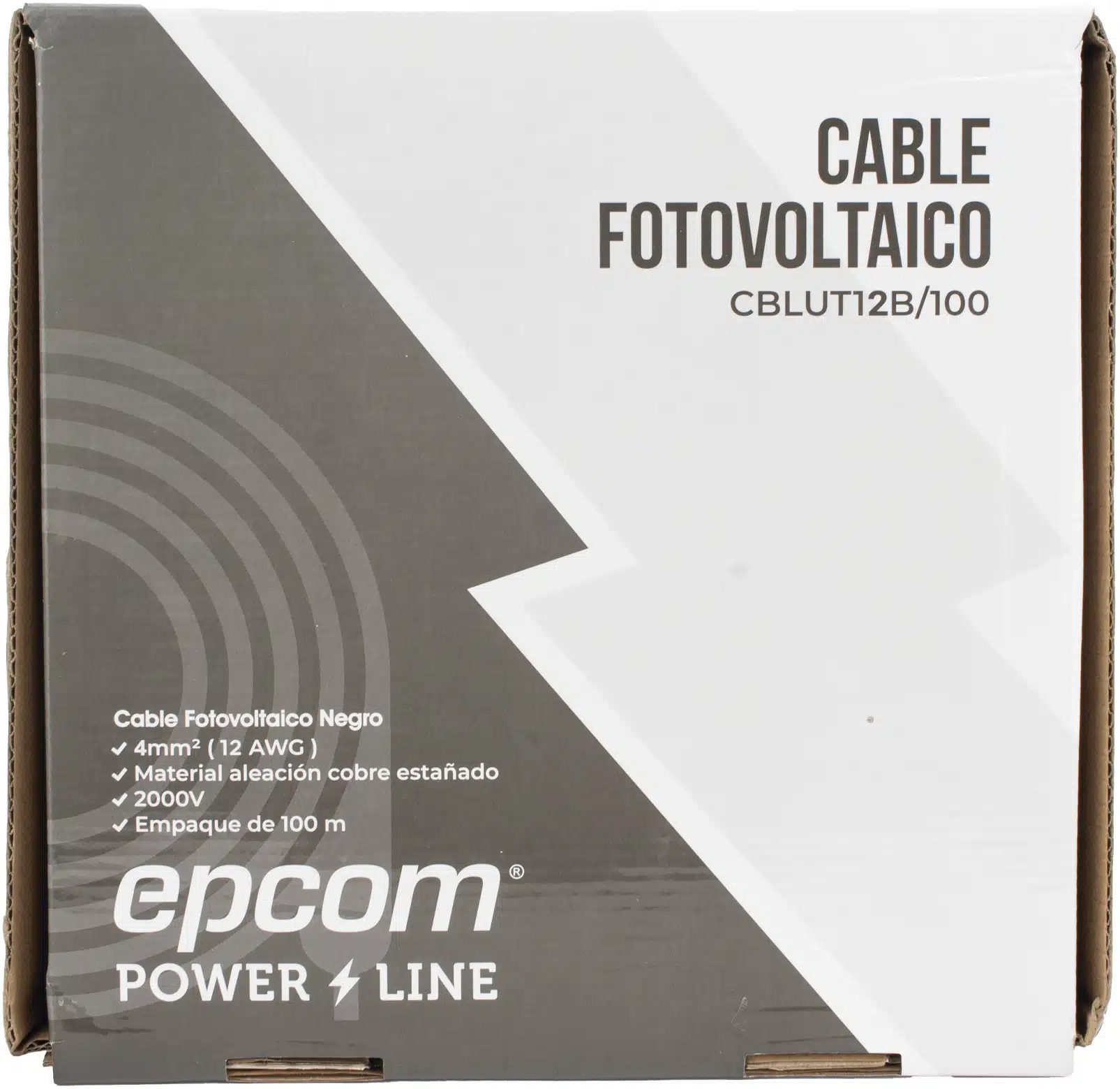 Cable Fotovoltaico Negro / Cobre Estañado / 4 mm² (12 AWG) / 2000V / Rollo de 100 m / / UL 4703 y TUV Cable Fotovoltaico Negro / Cobre Estañado / 4 mm² (12 AWG) / 2000V / Rollo de 100 m / / UL 4703 y TUV - Imagen 1