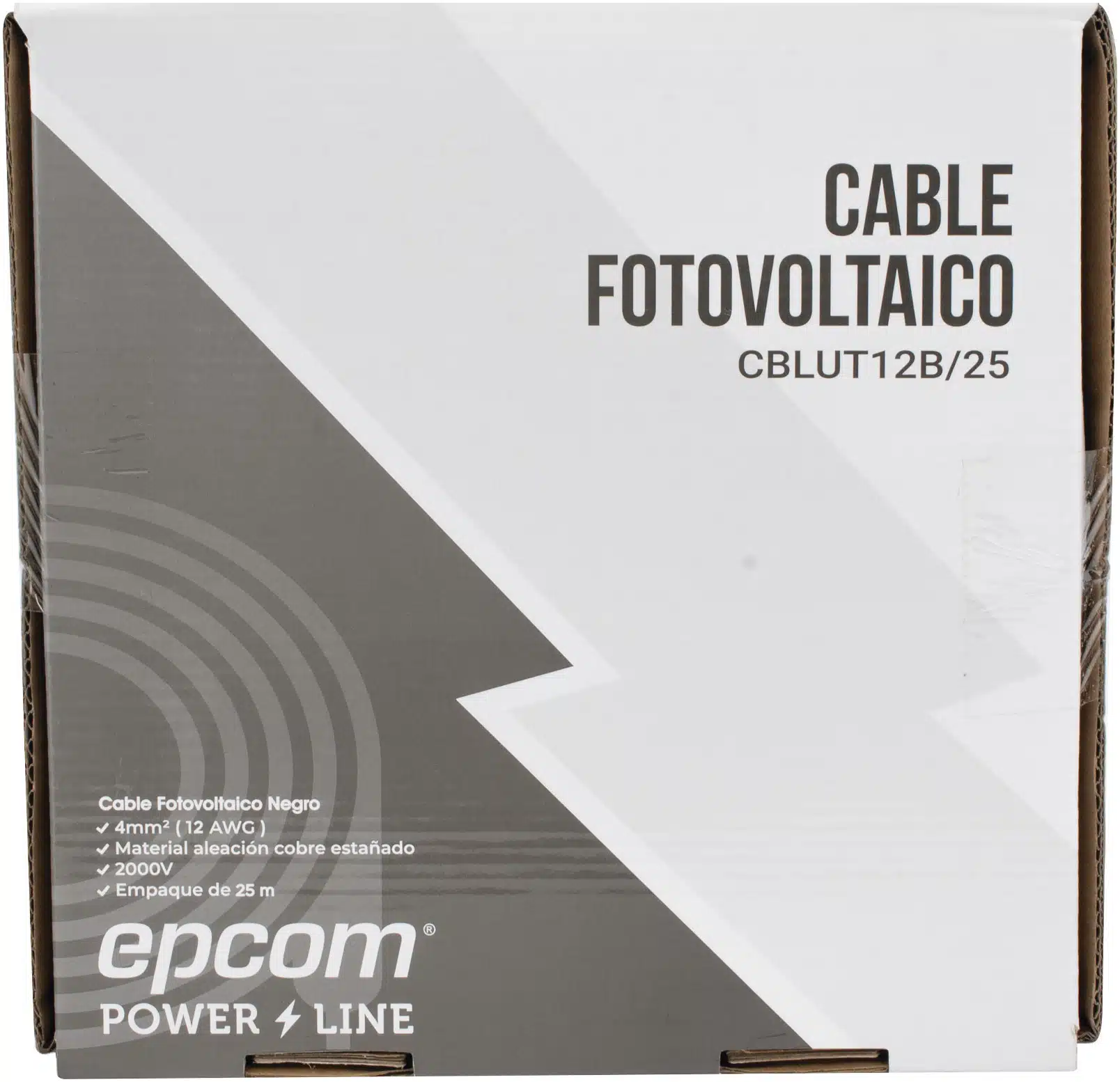 Cable Fotovoltaico Negro / Cobre Estañado / 4 mm² (12 AWG) / 2000V / Rollo de 25 m / / UL 4703 y TUV Cable Fotovoltaico Negro / Cobre Estañado / 4 mm² (12 AWG) / 2000V / Rollo de 25 m / / UL 4703 y TUV - Imagen 1