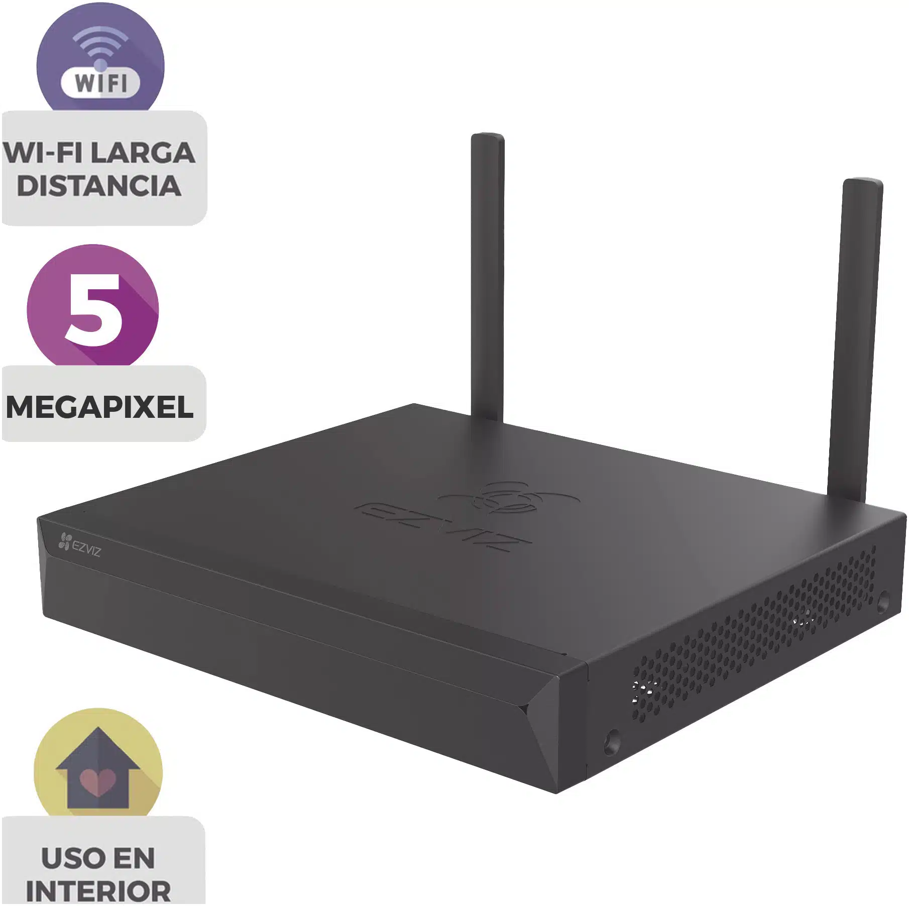 NVR 3K (5 Megapixel) / Para 4 Cámaras / 2 antenas Wi-Fi / Compresión H.265 / Almacenamiento hasta 8TB / Salida HDMI-VGA / Compatible ONVIF NVR 3K (5 Megapixel) / Para 4 Cámaras / 2 antenas Wi-Fi / Compresión H.265 / Almacenamiento hasta 8TB / Salida HDMI-VGA / Compatible ONVIF - Imagen 1