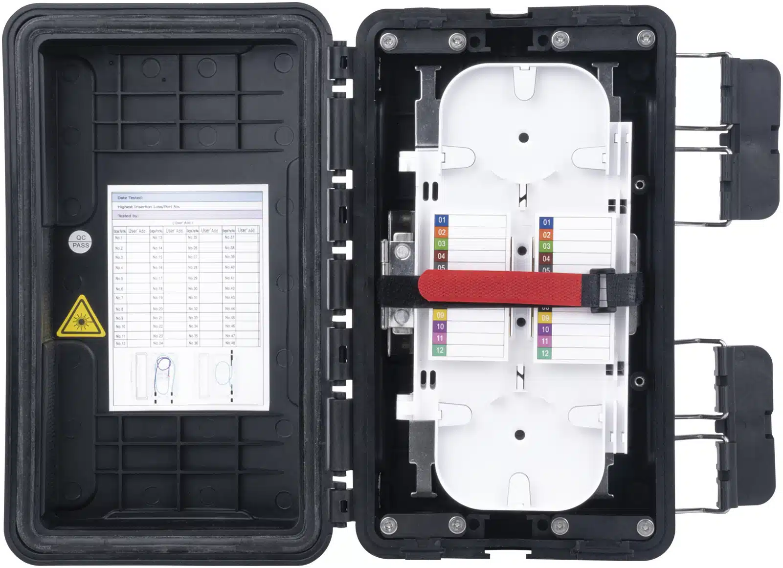 Caja de Distribución de Fibra Óptica, Hasta 96 Empalmes, Exterior IP65, Color Negro Caja de Distribución de Fibra Óptica, Hasta 96 Empalmes, Exterior IP65, Color Negro - Imagen 1