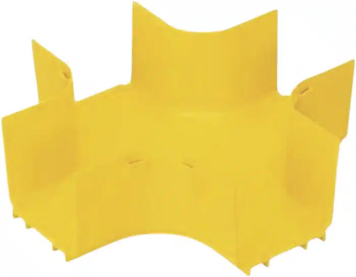 Accesorio de 4 Vías Horizontal, Con Ángulos a 90º, Para Canaletas FiberRunner™ 4X4, Color Amarillo