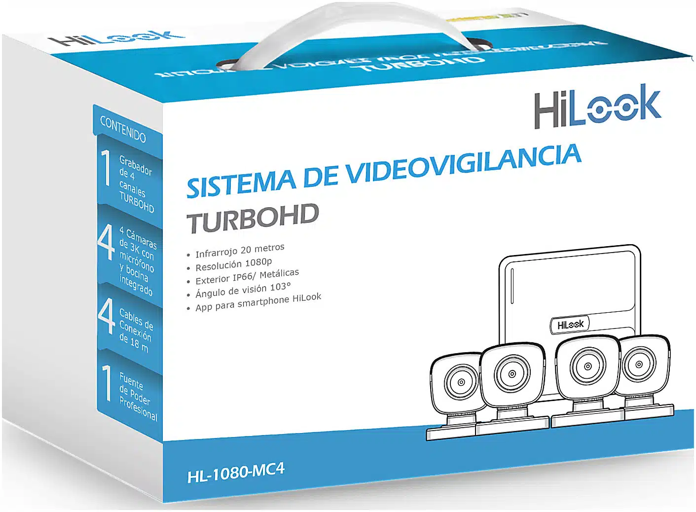 KIT TurboHD 1080p / DVR 4 canales / 4 Cámaras Bala de Metal / H.265+ / 1 Fuente de Poder Profesional / Accesorios de Instalación KIT TurboHD 1080p / DVR 4 canales / 4 Cámaras Bala de Metal / H.265+ / 1 Fuente de Poder Profesional / Accesorios de Instalación - Imagen 1