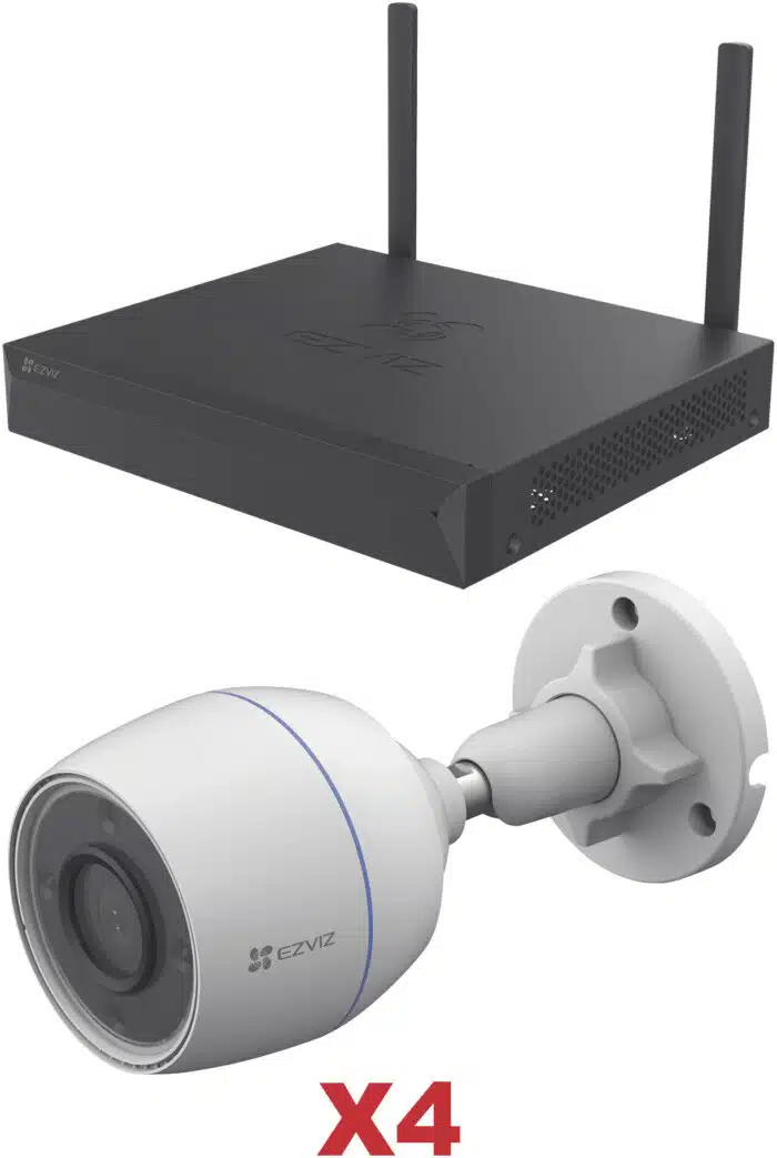 Kit de cámaras PoE Para Uso en Exterior / PoE Estandar Af / 2 piezas CS-H5/3MP/ 1 Pieza de Switch DS-3E1505P-EI/M / Vision Nocturna a Color / IP67 / Audio Bidireccional / Luz y Sirena / 4 Puertos 1000 Mbps PoE+ / 1 Puerto 1000 Mbps Uplink
