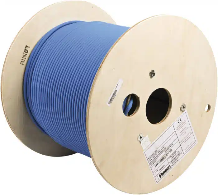 Bobina de Cable Blindado F/UTP de 4 Pares, Cat6A, Soporte de Aplicaciones 10GBase-T, LSZH (Libre de Gases Tóxicos), Color Azul, 305 Metros (1000 Pies)