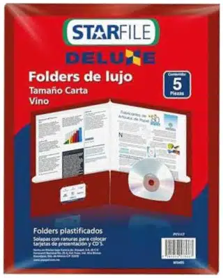 SJPFOLAB012_zoom Folder Deluxe StarFile Plastificado Tamaño Carta Color Vino 23.5 - Imagen 1