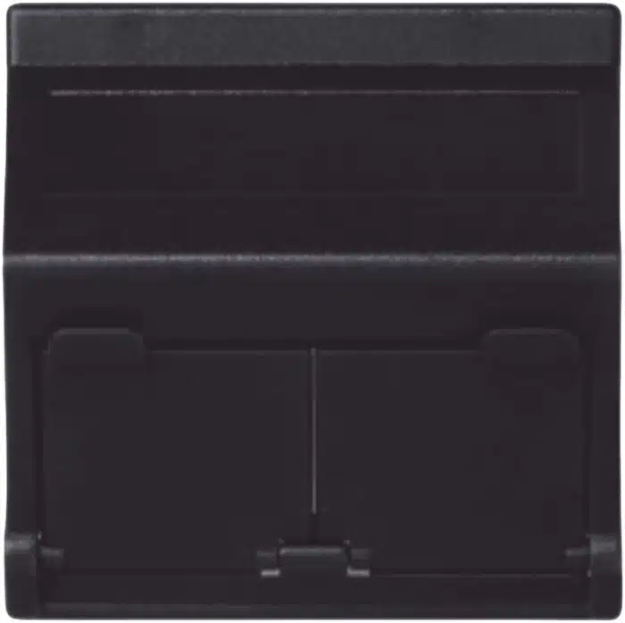 (KB80MD64/14) Placa Voz y Datos Inclinada con Guardapolvo y Adaptador Doble para RJ45 Keystone - Color Grafito