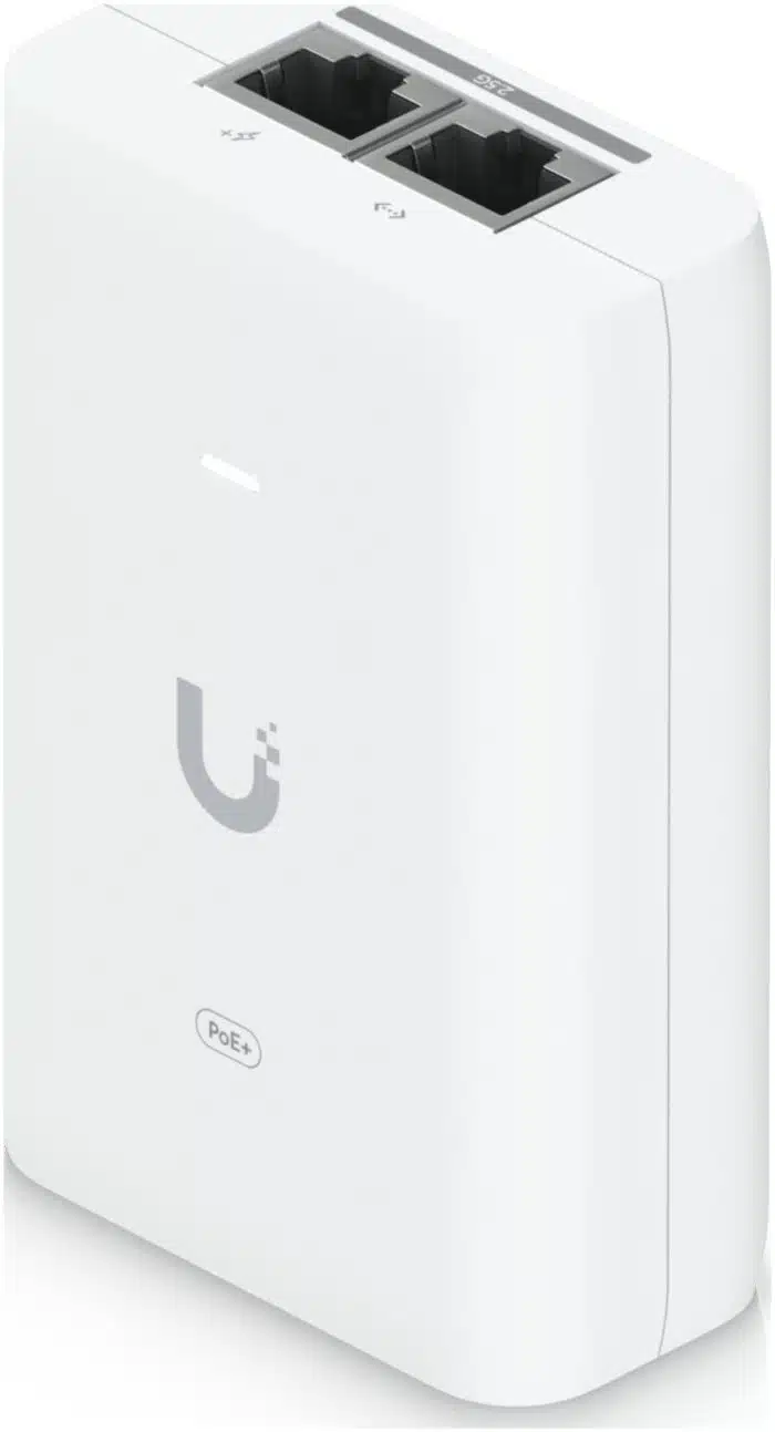 Adaptador PoE+ 2.5G / hasta 30 W / 48V 0.65A / (2) Puertos RJ45 MultiGigabit 2.5G / Salida PoE+ / LED Indicador / Ideal para APs UniFi WiFi 7 / / Protección contra Sobretensiones