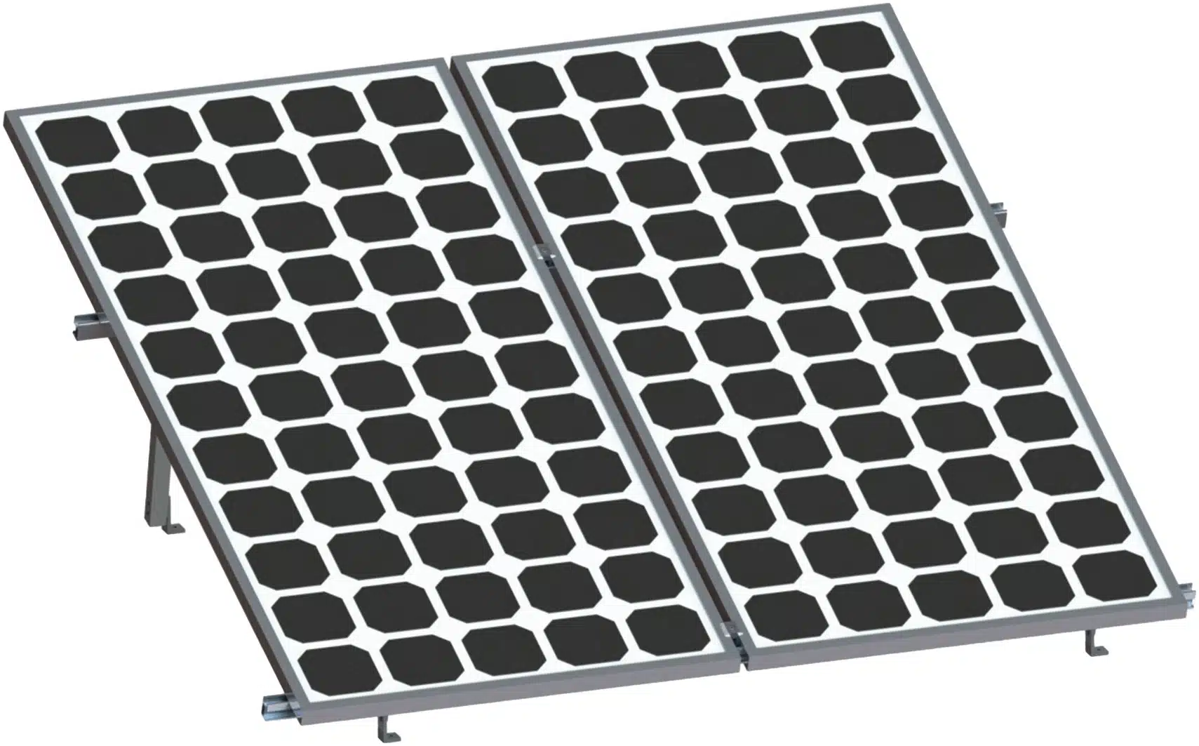 Montaje para 2 Paneles Solares, Riel "8" de 2700mm para Módulos con Espesor de 30-35mm, Velocidad de Viento Máx. 136km/h Montaje para 2 Paneles Solares, Riel "8" de 2700mm para Módulos con Espesor de 30-35mm, Velocidad de Viento Máx. 136km/h - Imagen 1