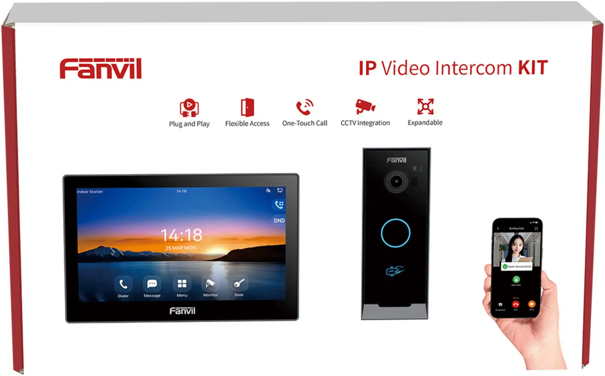 Kit Videoportero IP / Estación Interior i504W + Frente de Calle i60 / Pantalla Táctil 7" HD / Videollamadas H.264/H.265 / Wi-Fi Dual Band / PoE / App Fanvil Link / ONVIF / 10,000 Tarjetas RFID Kit Videoportero IP / Estación Interior i504W + Frente de Calle i60 / Pantalla Táctil 7" HD / Videollamadas H.264/H.265 / Wi-Fi Dual Band / PoE / App Fanvil Link / ONVIF / 10,000 Tarjetas RFID - Imagen 1