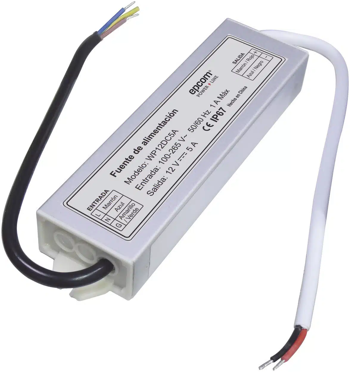 Fuente 12 V / 5 Amperes / Waterproof / Intemperie grado IP67 Fuente 12 V / 5 Amperes / Waterproof / Intemperie grado IP67 - Imagen 1