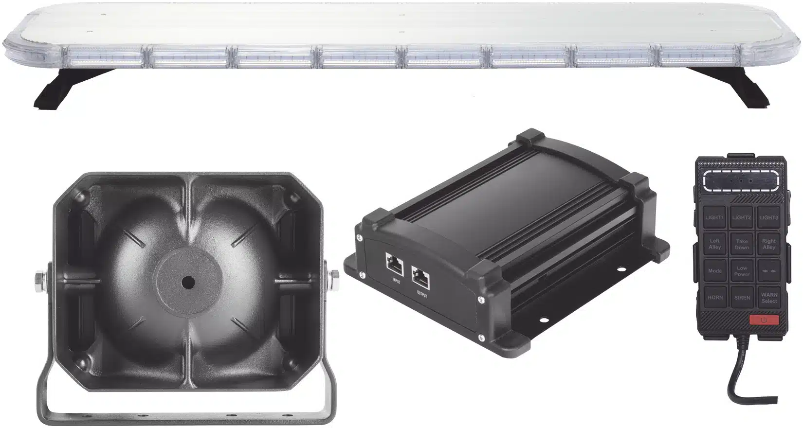 Kit básico para equipamiento de unidades de Seguridad Pública con Sirena Mono-mando Kit básico para equipamiento de unidades de Seguridad Pública con Sirena Mono-mando - Imagen 1
