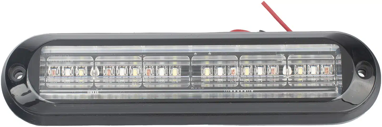 Luz Auxiliar, Ultra Brillante, IP67, 18 LEDs, Tricolor, Color Rojo/Claro/Azul, con mica transparente y bisel negro Luz Auxiliar, Ultra Brillante, IP67, 18 LEDs, Tricolor, Color Rojo/Claro/Azul, con mica transparente y bisel negro - Imagen 1