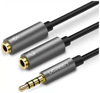 Ugreen 30619 cable de audio 0.2 m 3,5mm 2 x 3.5mm Negro, Gris