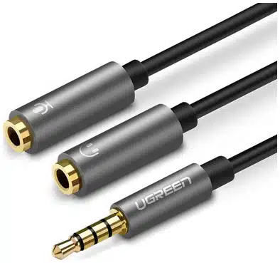 ab944e2d32ec4b868a2d22b66707a0ca Ugreen 30619 cable de audio 0.2 m 3,5mm 2 x 3.5mm Negro, Gris - Imagen 1